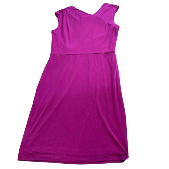 Tahari Magenta Purple Side Ruched Knee Length Sheath Dress Size M - Picture 4 of 8
